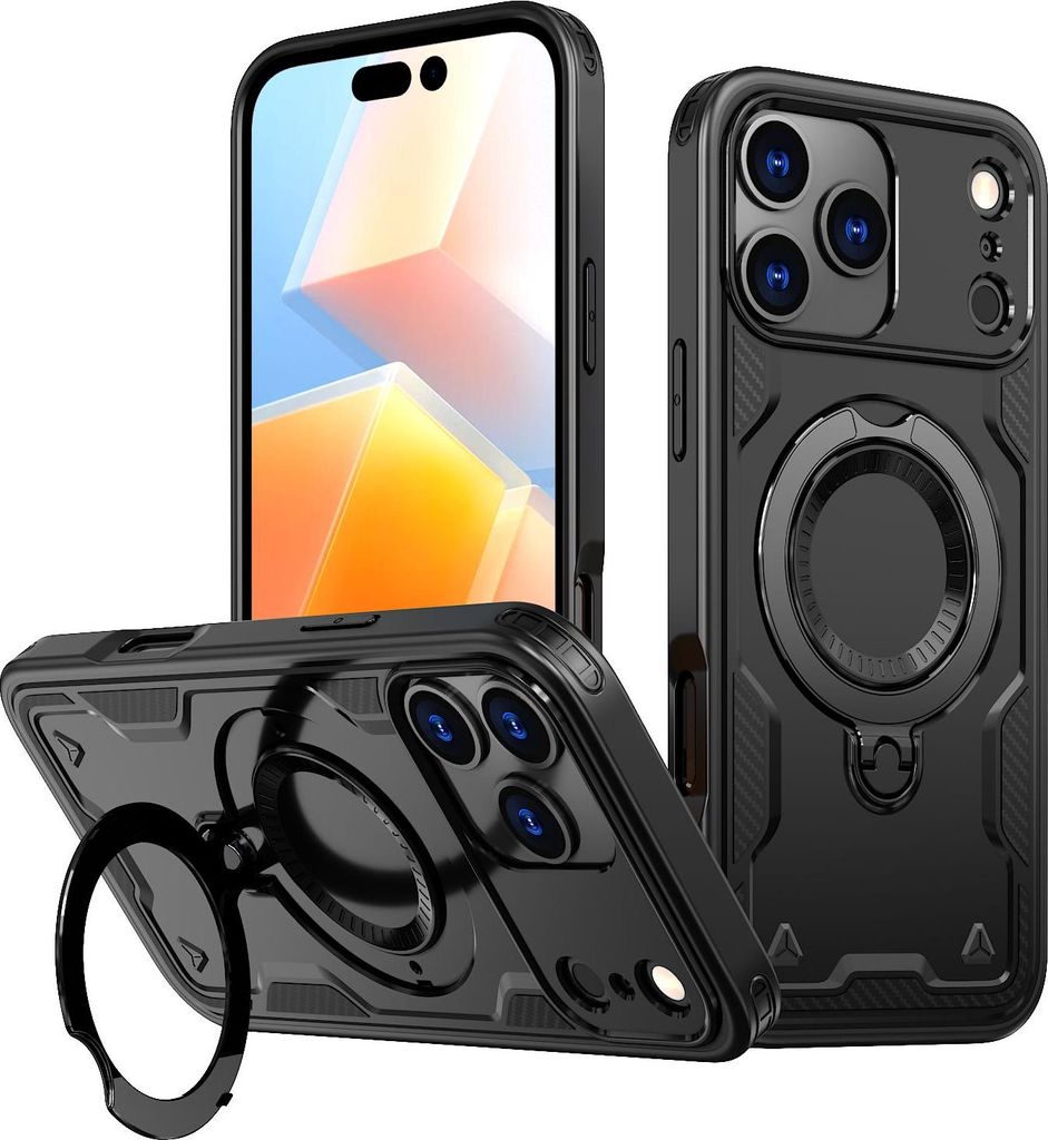 Cadorabo Handyhülle für Apple iPhone 17 PRO Hülle in SCHWARZ, 360° Schutzhülle Case Cover stoßfest, Ringhalter, Standfunktion, Slim Case mit ...