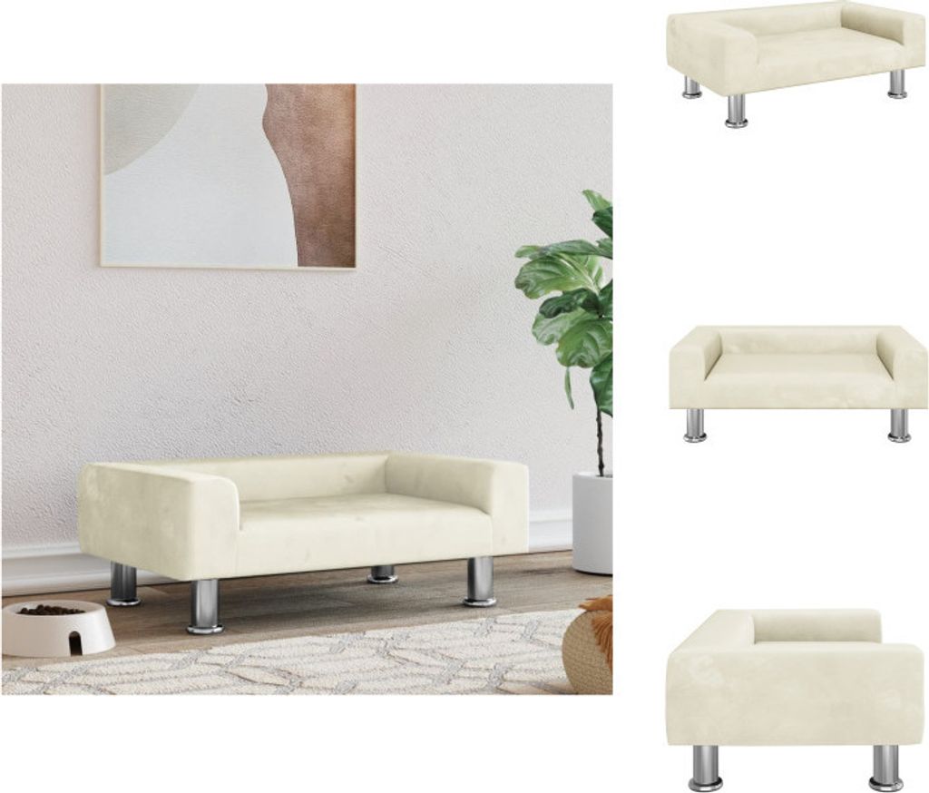 vidaXL Hundebett Creme 70x45x26,5 cm Samt - Hundebetten