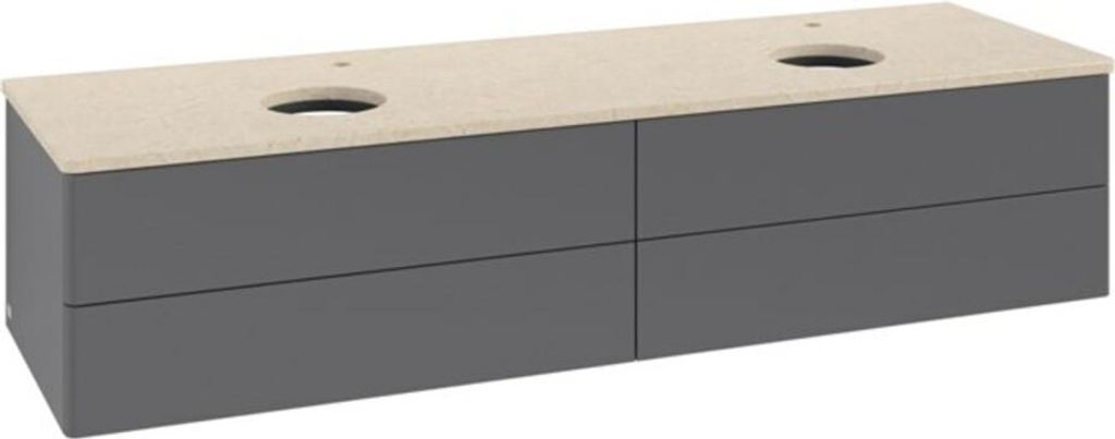 V&B Waschtischunterschrank ohne Frontstruktur, mit Beleuchtung Antao 160x50cm, HL, WBP botti., Anthrac. m Lac