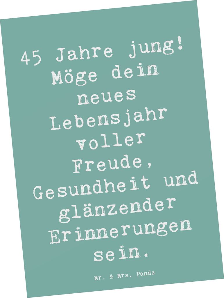 Mr. & Mrs. Panda Postkarte Spruch 45. Geburtstag - Produktbild 