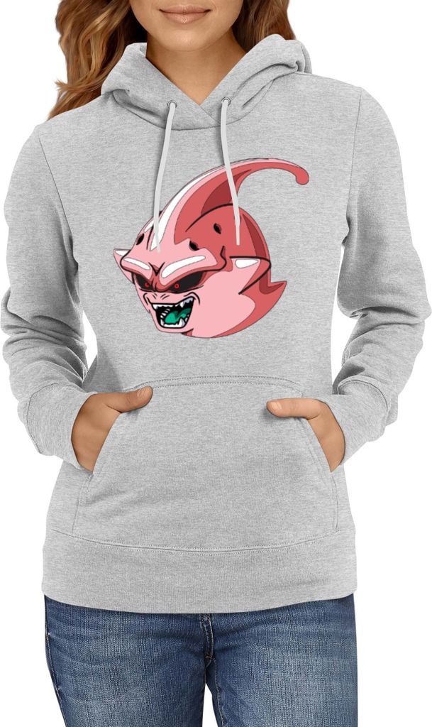 Damen Kapuzenpullover Dragon Anime Manga Ball Z Majin Boo 01, Lady S / Grau