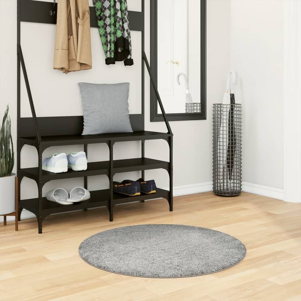 Eleganten-Stil Teppich Shaggy Hochflor Modern Grün Ø 80 cm - Designerteppiche Hommie7138217 1parcel