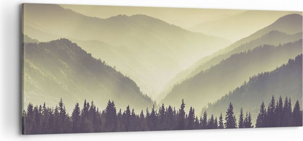 Bild auf Leinwand - Leinwandbild - Berge Wald Natur - 100x40cm - Wand Bild - Wanddeko - Wandbilder - Leinwanddruck - Bilder - Kunstdruck - Wanddeko...