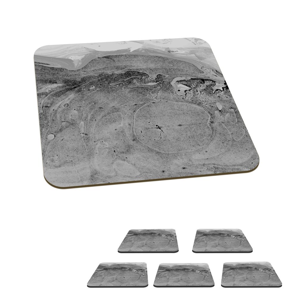 KitchenYeah Glasuntersetzer Quadratisch 6er Set Marmor - Luxus - Grau 10x10 cm Untersetzer für Gläser - Getränkeuntersetzer - Tischplattensch...