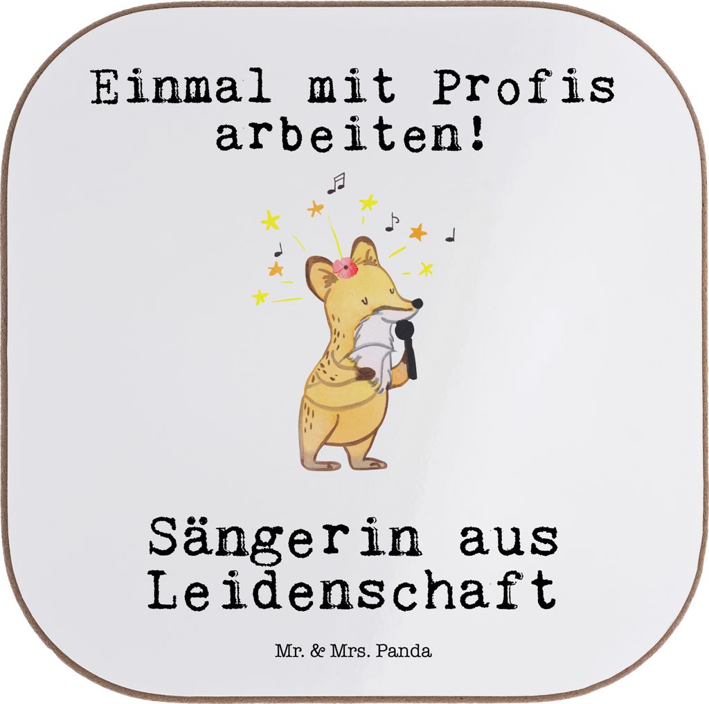 Mr. & Mrs. Panda Untersetzer für Gläser Sängerin Leidenschaft - Weiß - Geschenk, Tassen, gläseruntersetzer, Glas, Coaster, bieruntersetzer