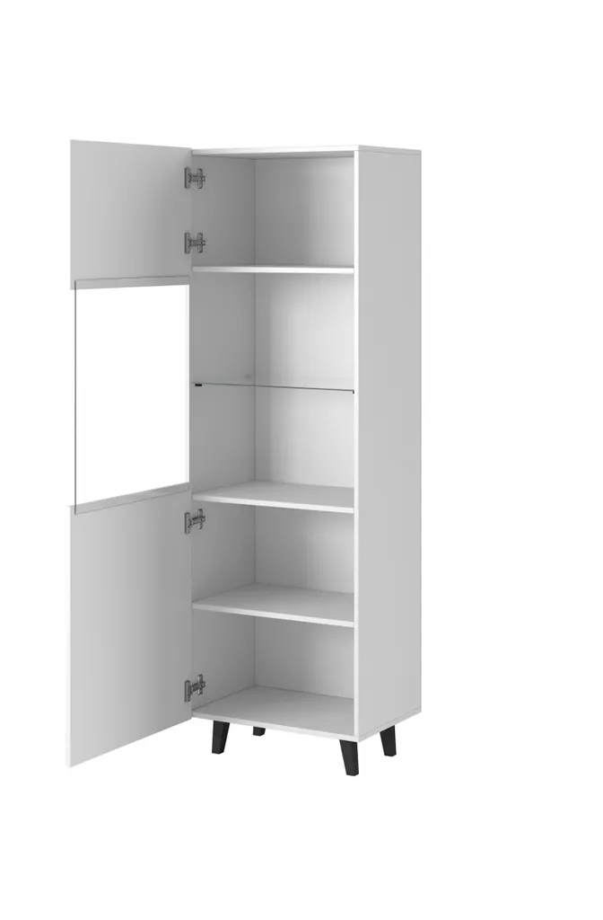 Meuble Vitrine Blanc Pafos pour Décoration Salon - Rangement Moderne