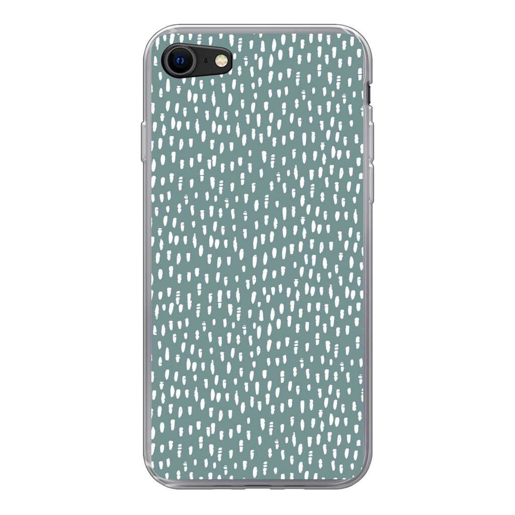 MuchoWow Handyhülle Schutzhülle Hülle für iPhone 7 Polka dots - Weiß - Grün Silikon Softcase Handy Hülle - Kartenhalter