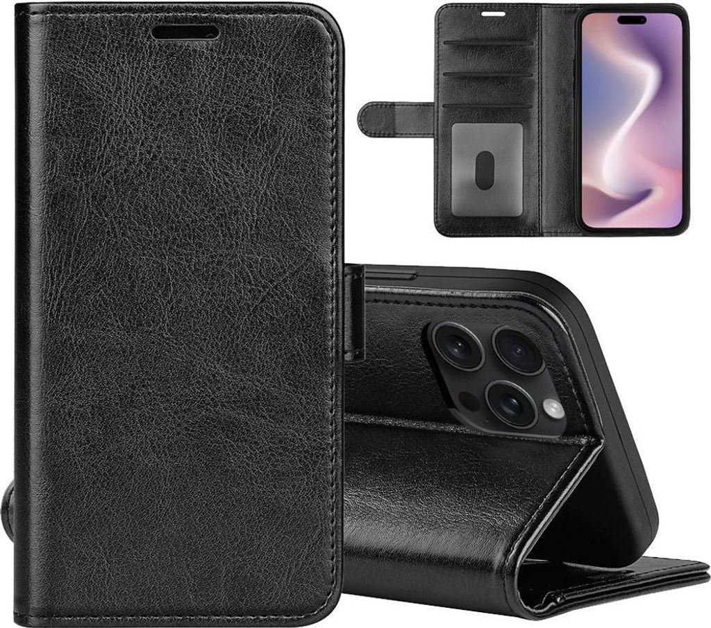 Wallet Case für iPhone 16 Pro Max - Schwarz