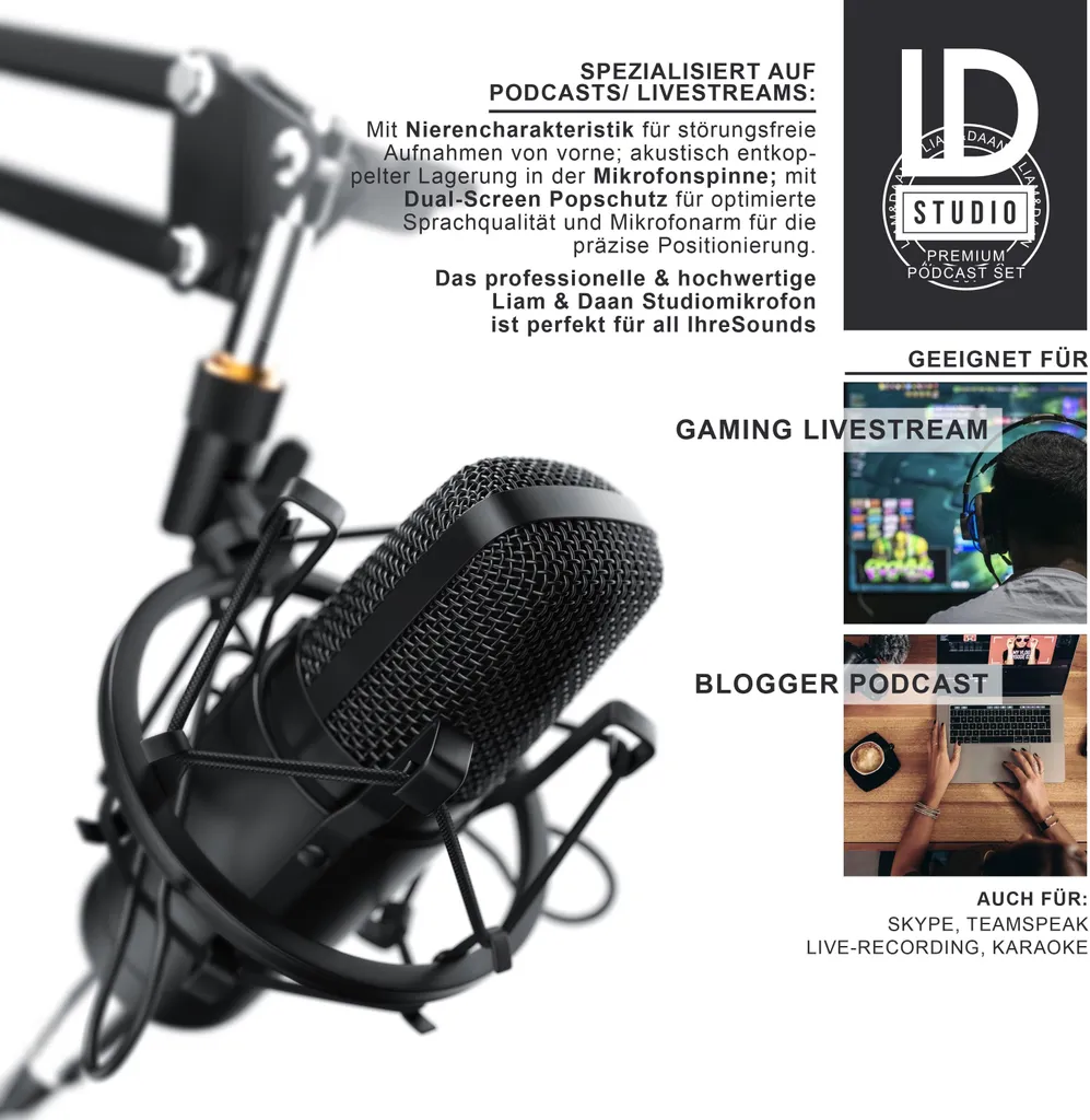 Microphone de Streaming LIAM&DAAN avec Protection Pop et Araignée - 4