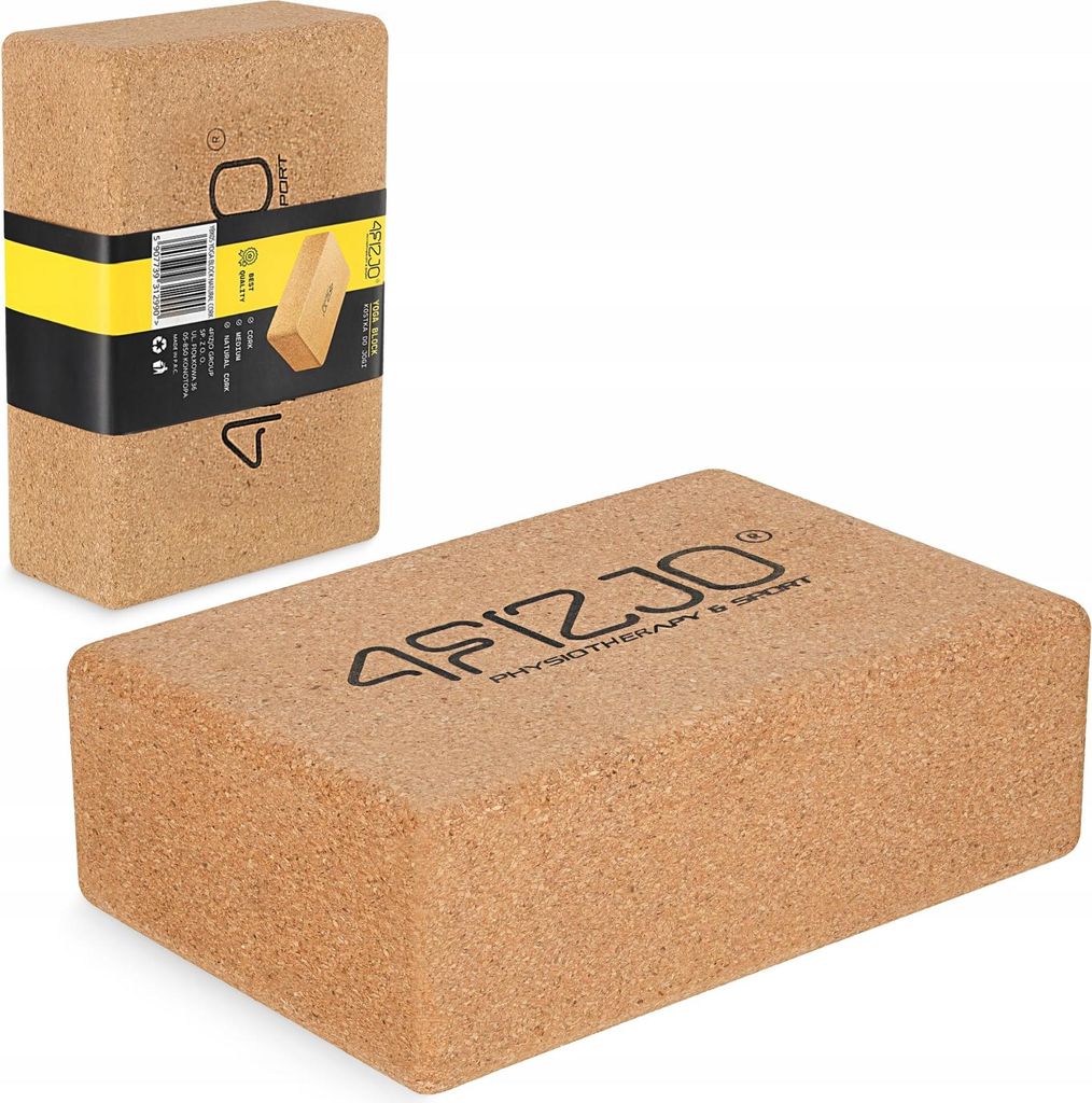 4FIZJO Yoga-Block aus Kork, 22x15x7,2 cm, 830 g, Braun Produktbild 