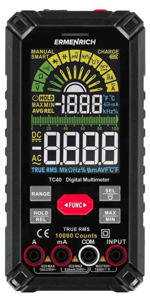 Ermenrich Zing TC40 Multimètre 82992 avec écran rétroéclairé et Data Hold