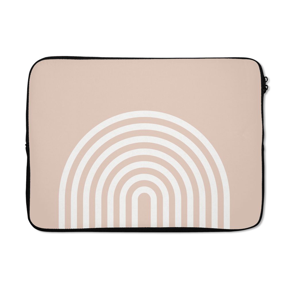 MuchoWow Laptop Hülle 13 Zoll Abstrakt - Kunst - Regenbogen - Weiß - Rosa Laptoptasche - Laptophülle - Sleeve - Rundumschutz