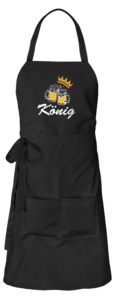 Huuraa Schürze König Schützenfest Schwarz mit Taschen Baumwolle Kochschürze Geschenkidee