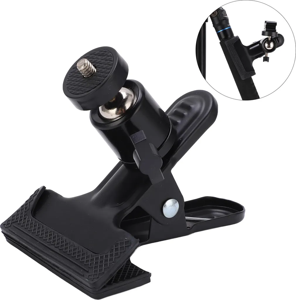 Morsetto clip per fotocamera ruotabile a 360°, supporto riflettore flash con base slitta flash per accessori - 1