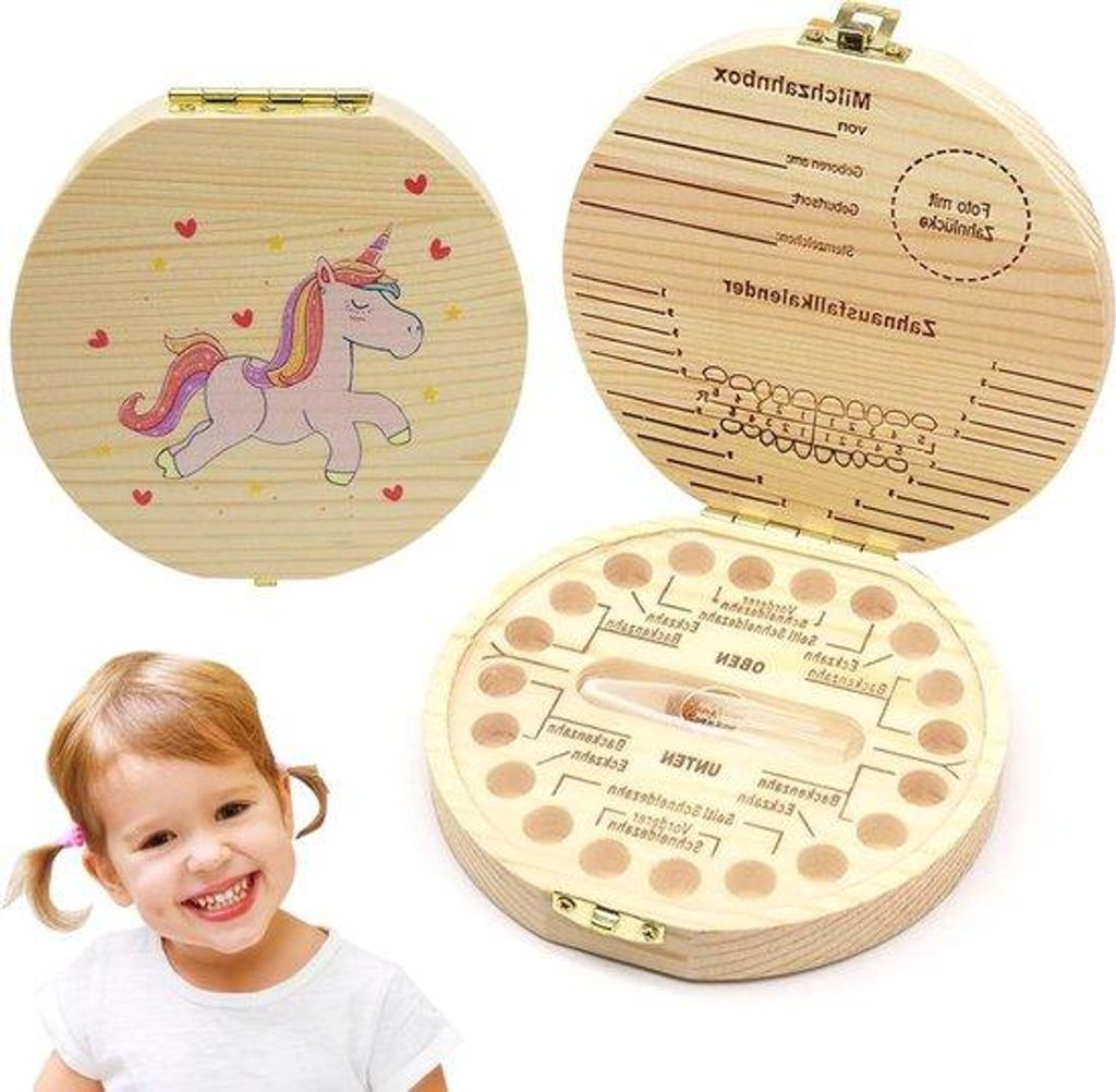 Hölzerner Tandendoosaschenbehalter für Kinder Karikaturstil Geschenk für Mädchen und Jungen