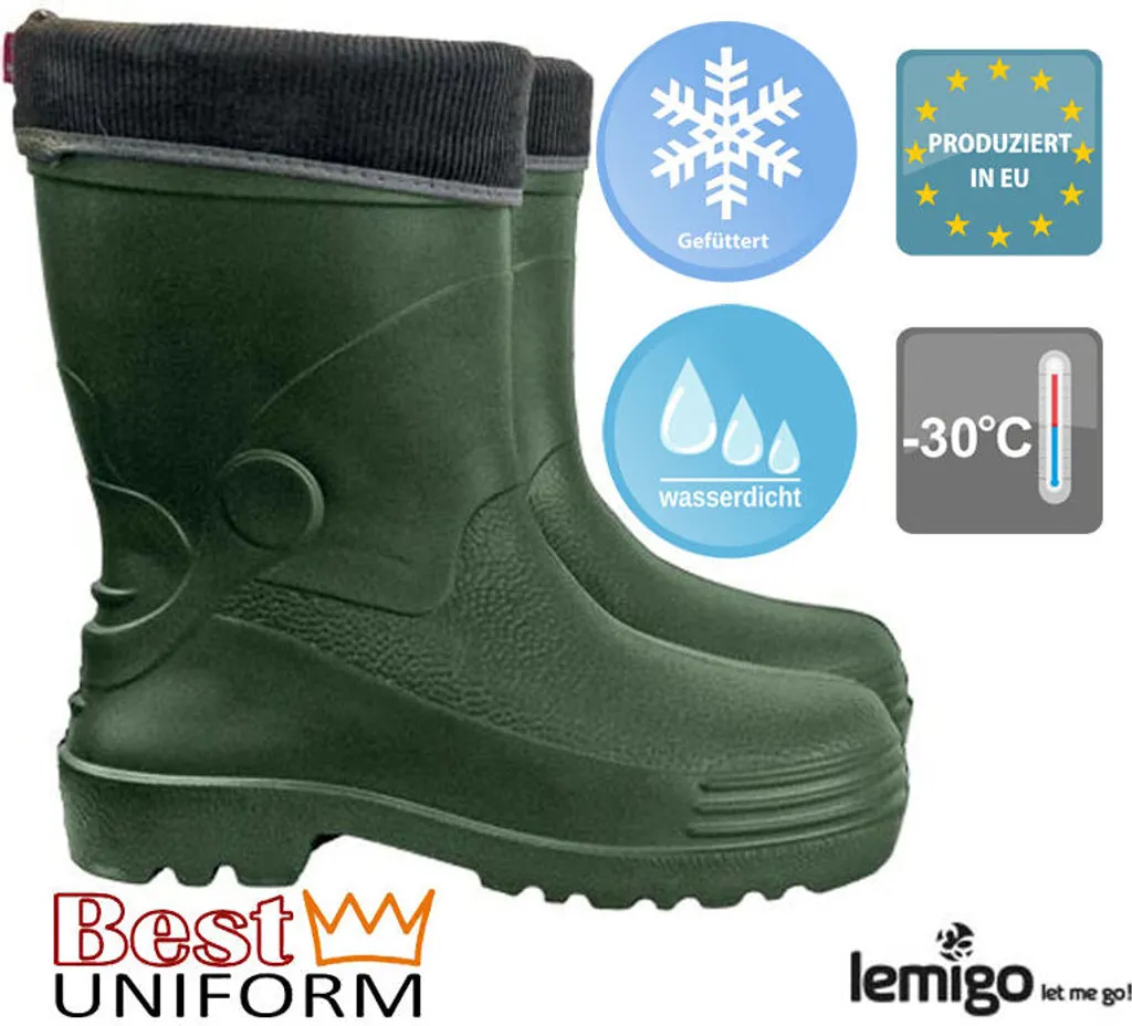 Bottes de Pluie Courtes et Fourrées Homme Wader 893 Imperméables T46