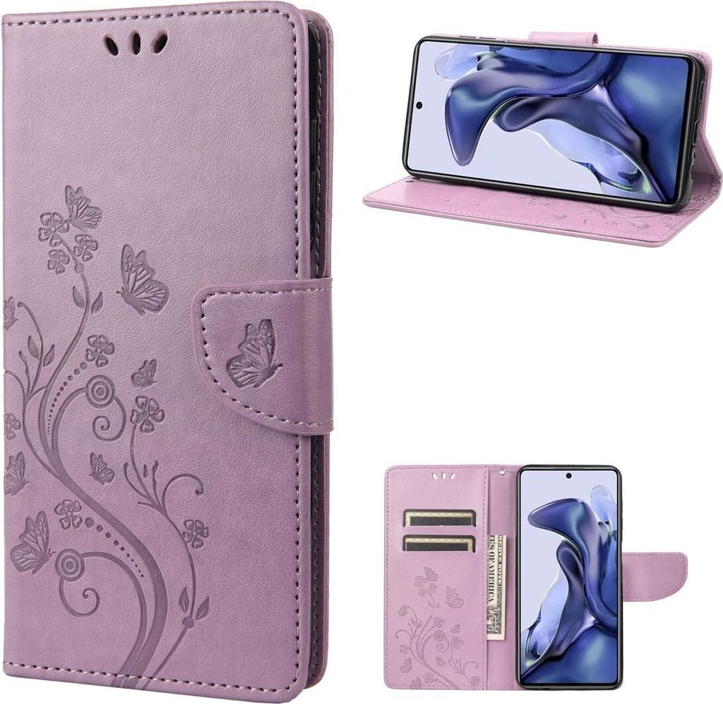König Design Hülle kompatibel mit Xiaomi Poco X4 Pro 5G Kunstleder Handyhülle - Handy Case Helles Lila