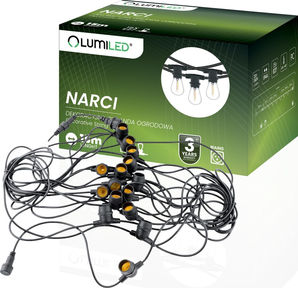 LUMILED Guirlande lumineuse extérieure 15 mètres avec 15 Image du produit 