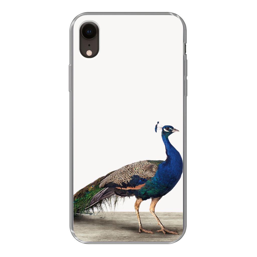 MuchoWow Handyhülle Schutzhülle Hülle für iPhone XR Pfau - Federn - Vogel - Kinder - Jungen - Mädchen Silikon Softcase Handy Hülle - Schutz...