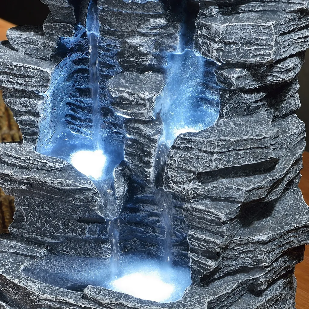 Fontaine Cascade Décorative Intérieure avec Éclairage LED Zen Gris - 7