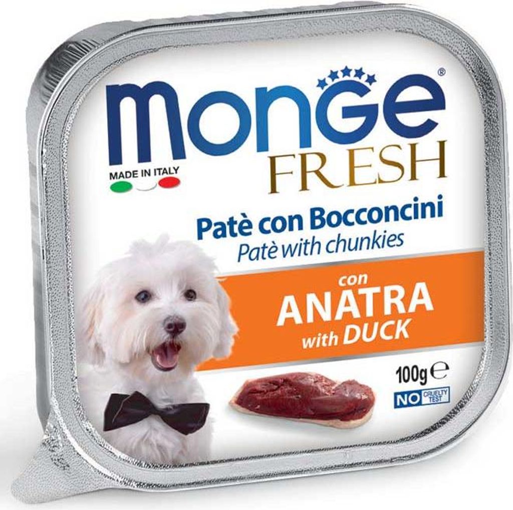 MONGE FRESH - paštéta a kúsky s kačacinou 100 g pre psy Obrázok produktu 