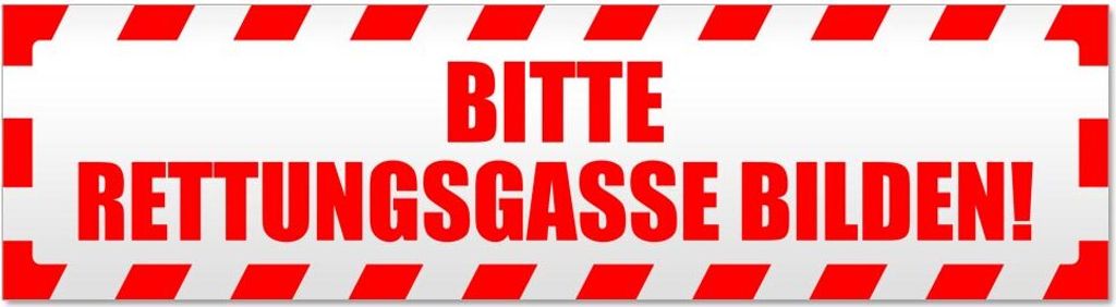 Bitte Rettungsgasse gestreift Magnetschild Schild magnetisch