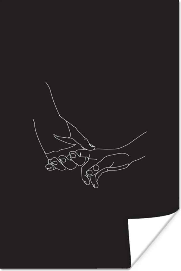MuchoWow Poster Beziehung - Hand - Strichzeichnung 60x90 cm - Wanddekoration