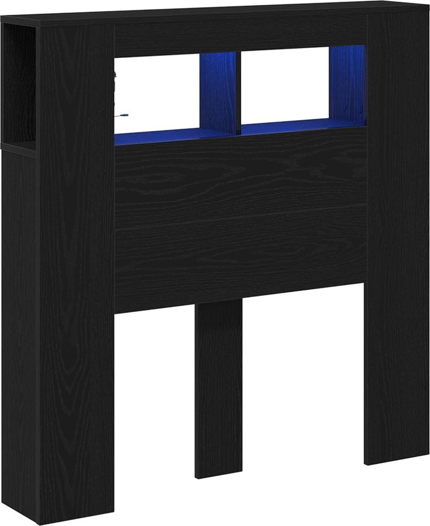 vidaXL LED Kopfteil Schwarz Eichen-Optik 100 x 18,5 x 103,5 cm