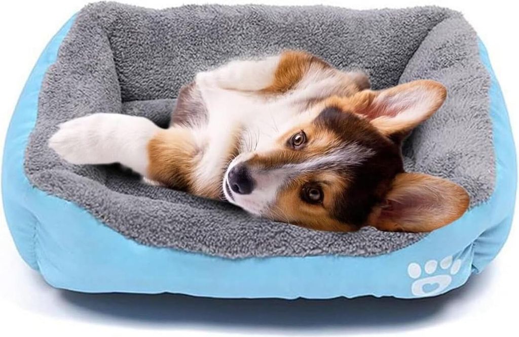 Wasserdichte Matte für Haustiere und Schlafkissen für Katze und kleinen Welpen - weich, waschbar (blau)