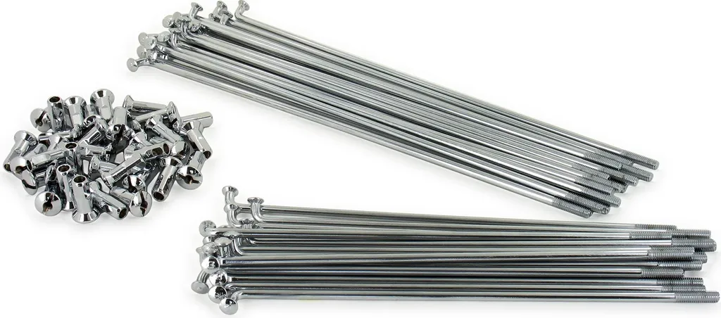 Rayons 167/217mm avec mamelons M4 chrome pour moyeu AWO Touren Ø180mm