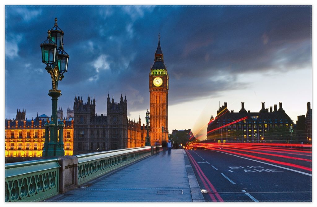 Wallario Premium Teppich, Größe 90 x 140 cm, London- Big Ben bei Nacht
