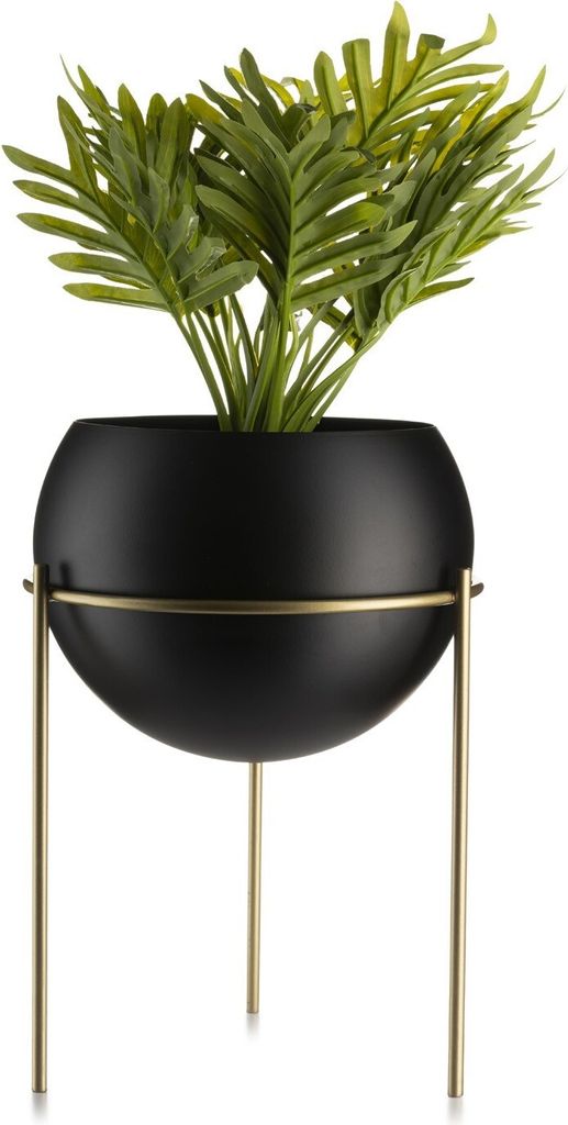 Blumenständer Metall mit Abdeckung, Loft, Gold Schwarz, Produktbild 