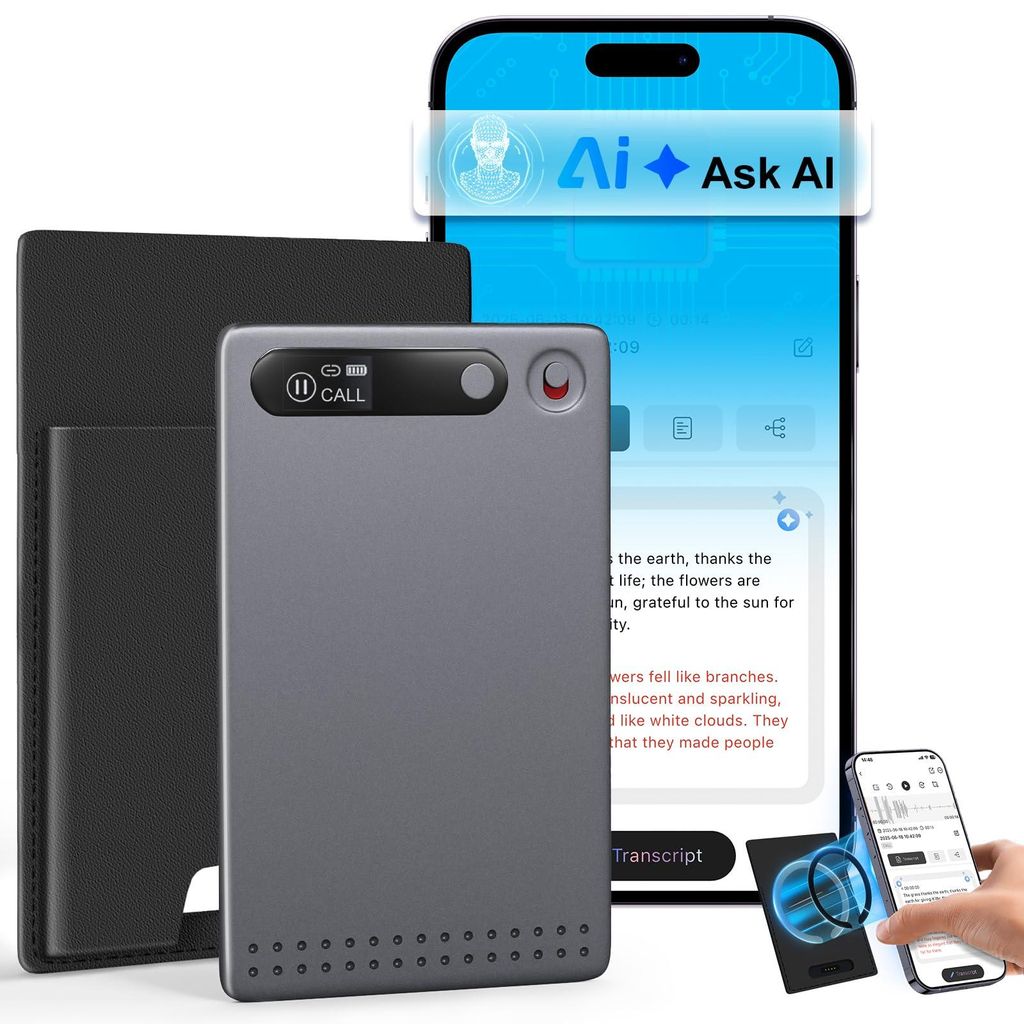 KI Diktiergerät 64GB – App-Steuerung, Transkription & Produktbild 