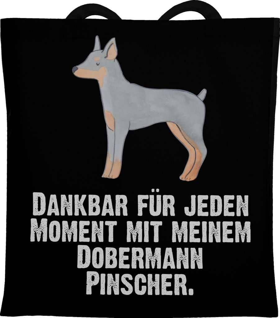 Mr. & Mrs. Panda Einkaufstasche Dobermann Pinscher Moment - Schwarz - Geschenk, Schultasche, stoff shopper, Tote Bag, Jutebeutel, Laptoptasche, Tasche