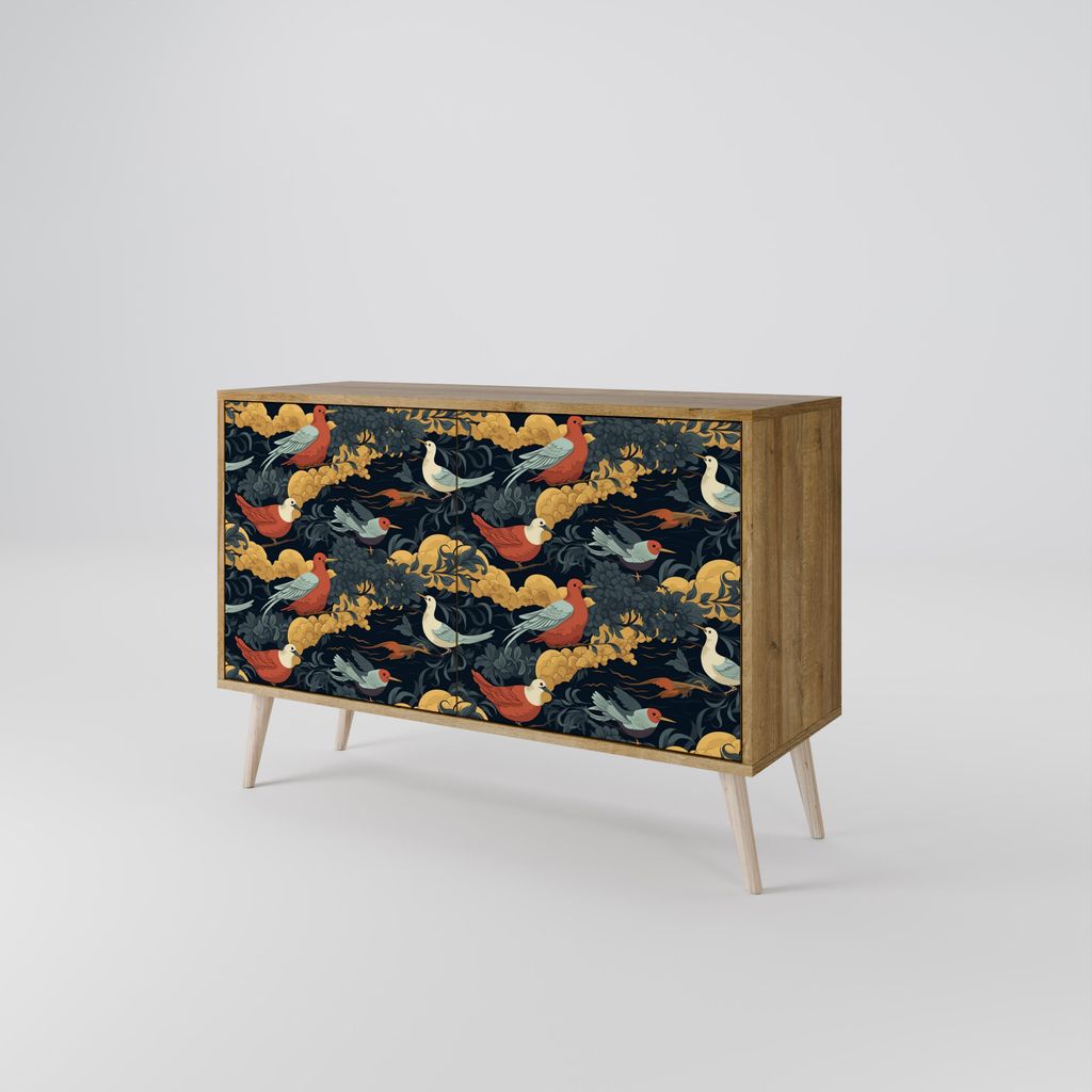 Spacerebels Kommode mit 2 Türen - Sideboard Komodenschrank - Highboard - Kleiderschrank Möbel - Wohnzimmer Schlafzimmer - 57,5×111×42 (HxBxT)