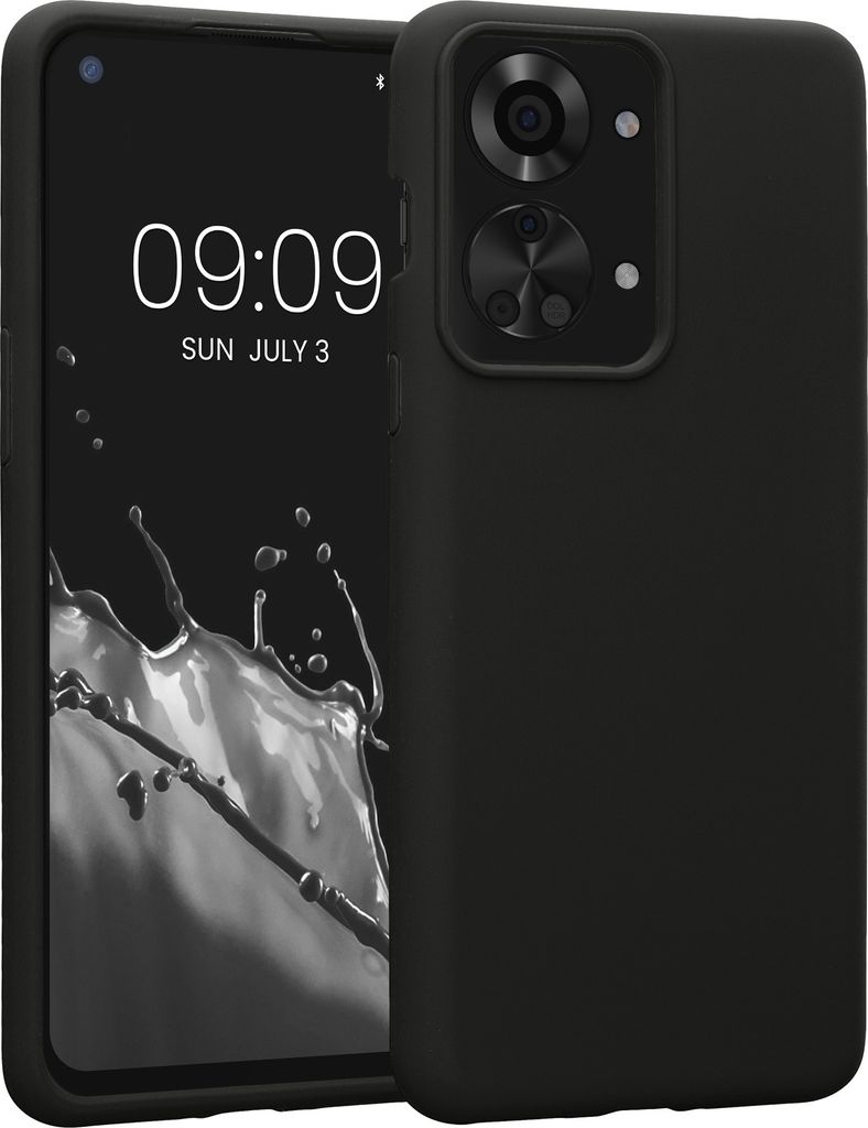 kwmobile Hülle kompatibel mit OnePlus Nord 2T 5G Hülle - Silikon Handy Case - Handyhülle weiche Oberfläche - kabelloses Laden - Schwarz