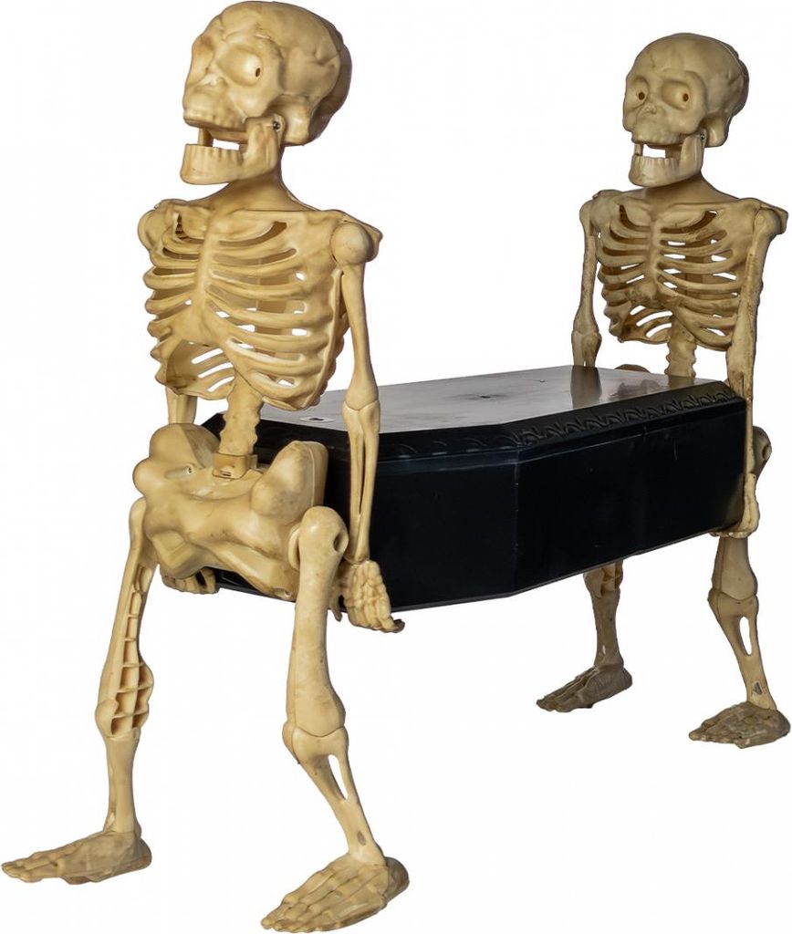 2 Skelette mit Sarg als Halloween Animatronic