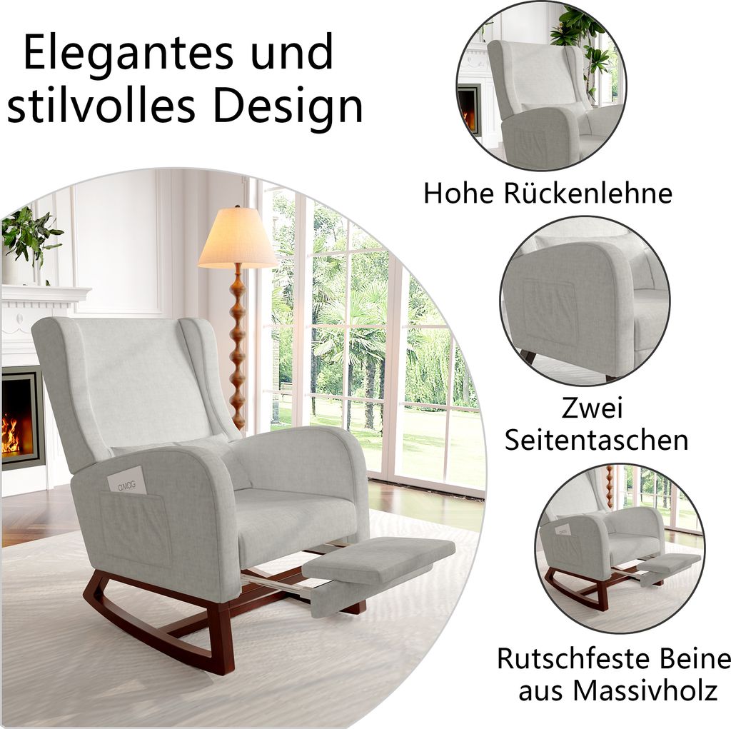 CDGlobal Schaukelstuhl Schwingsessel Akzentstuhl Produktbild 2