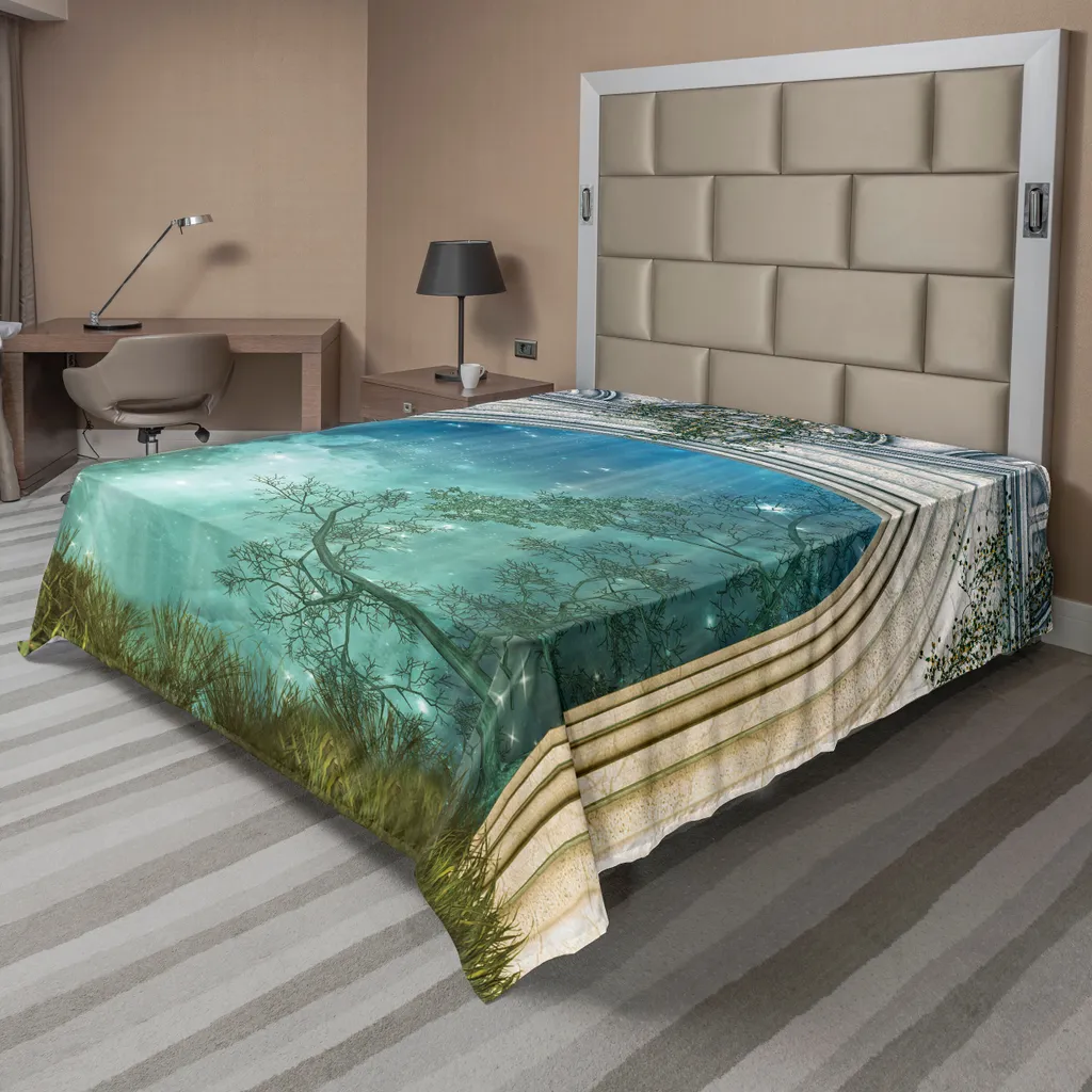 Drap de Lit Supérieur Imprimé Monde Naturel et Surréaliste 260 x 228 cm