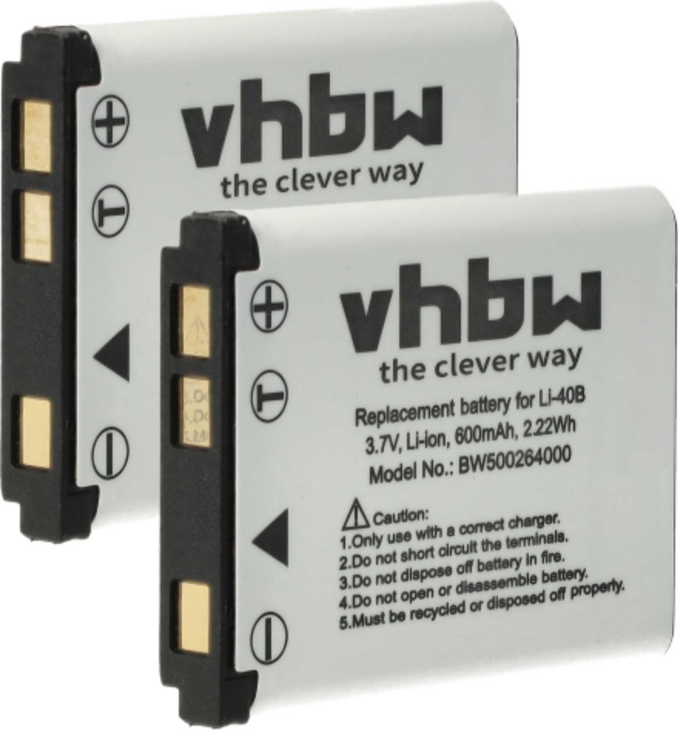 vhbw 2x Akku Ersatz für Sony SP60BPRA9C für Kamera (600 mAh, 3,7 V, Li-Ion)