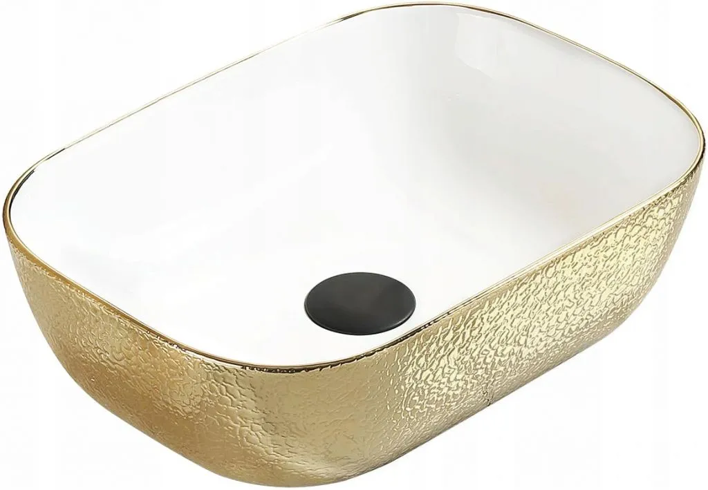 Mexen Rita Lavabo Ceramica 45x32 Bianco Oro: Design Slim e Moderno