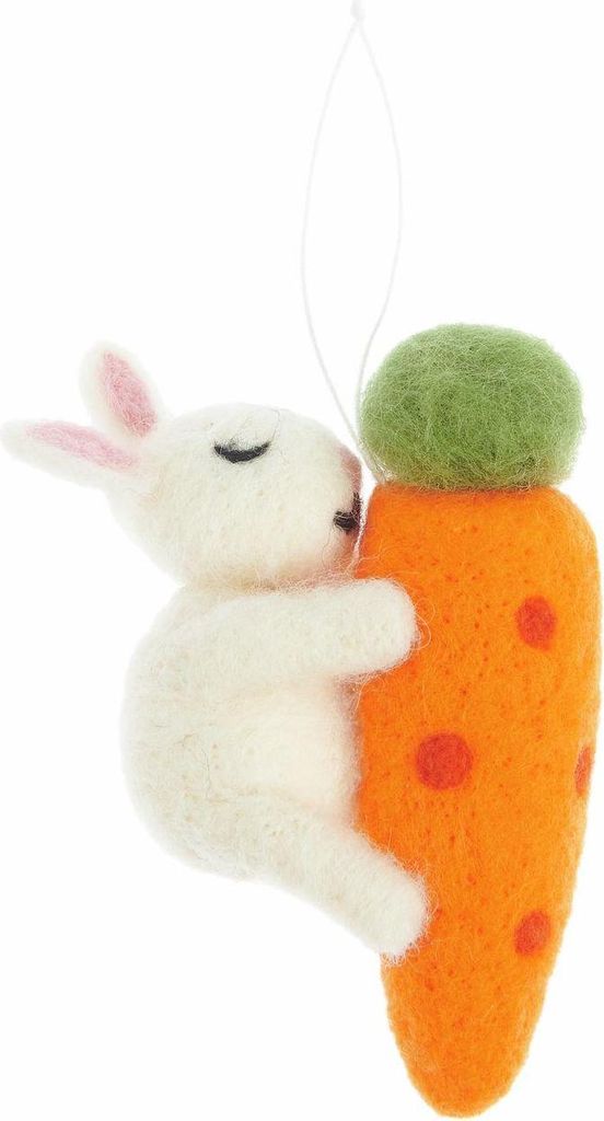 Aufhänger Filz-Hase auf Möhre 10,7 x3,8 x 7,8cm