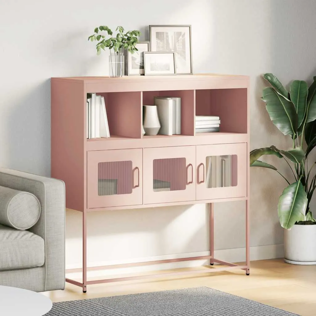 Credenza Rosa 100,5 cm Acciaio Laminato a Freddo - Vetrina Multiuso - 3
