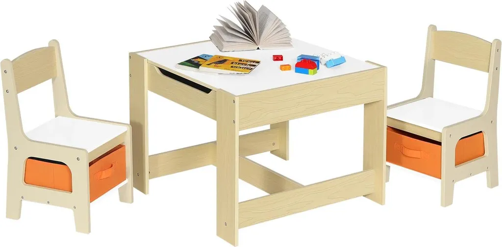 Table pour enfants en bois blanc - Structure robuste en acajou massif