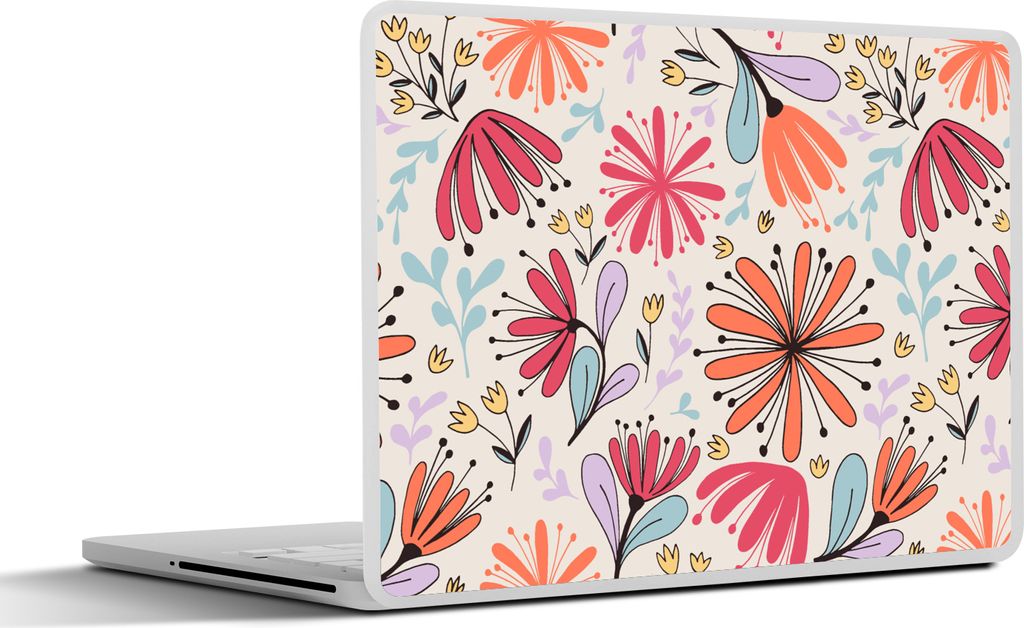 MuchoWow Laptop Aufkleber Sticker Cover Blumen - Regenbogen - Design 40x30 cm - Laptop Dekoration - Selbstklebend