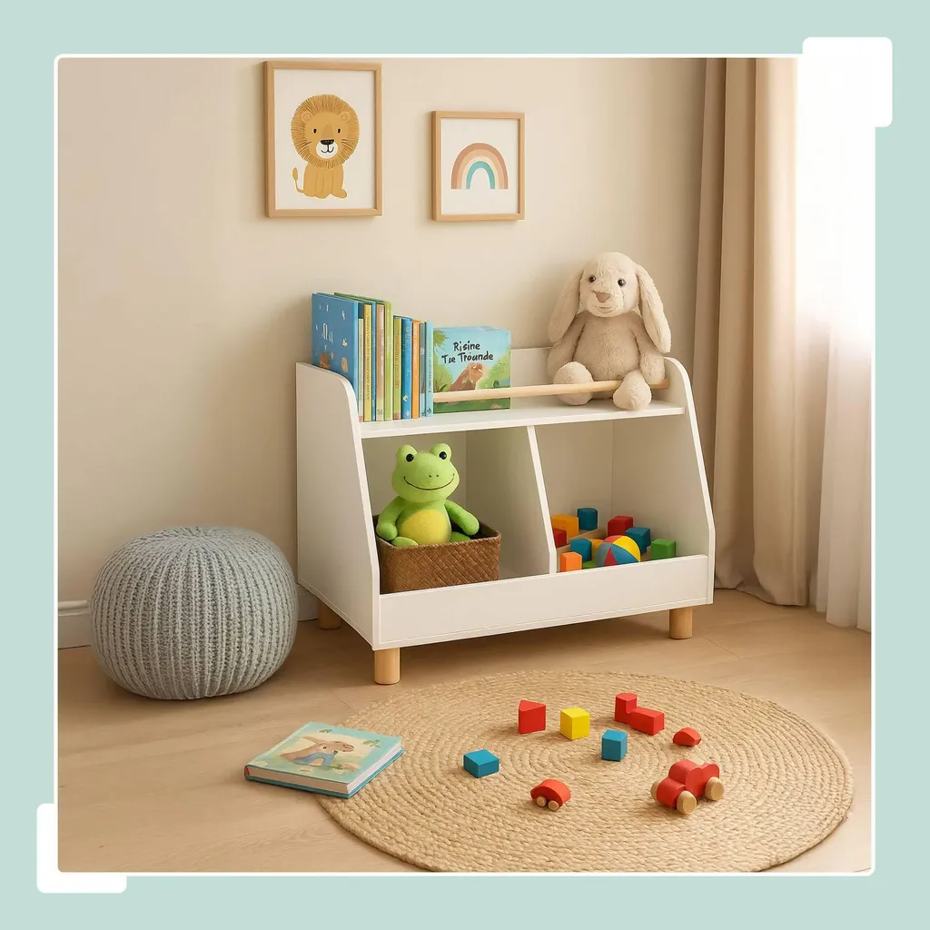 Meuble de rangement pour jouets : bibliothèque basse à 3 sections