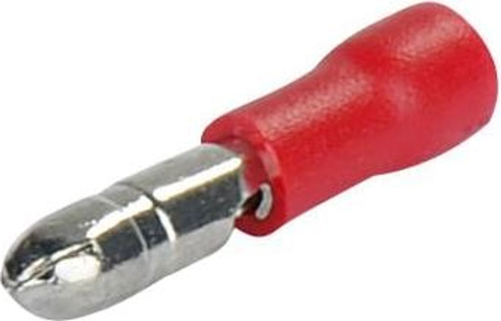 Gabelkabelschuh, Ringkabelschuh, Flachstecker, Rundstecker, Rund/Flachsteckhülse Rot Rundstecker 1,5-2,5mm² 21-30