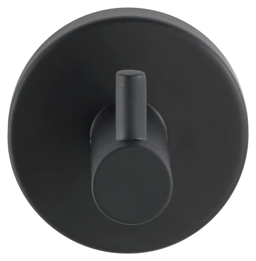 Patère murale ronde Uno Bosio noir mat en inox pour salle de bains