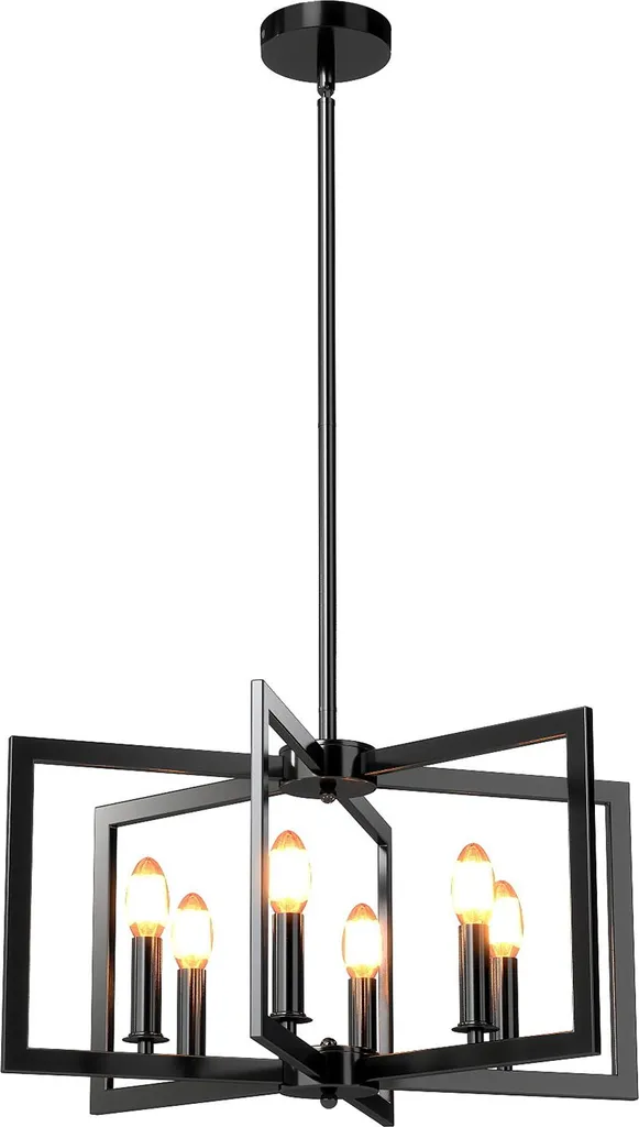 Lustre à 6 flammes hauteur réglable solution plafond haut noir