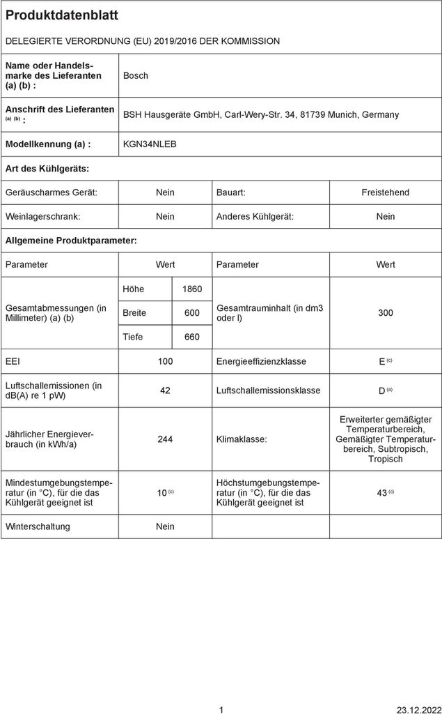 Bosch Kühl-Gefrierkombi KGN34NLEB  sr E (Speditionsversand) Produktbild 9